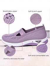 tanie Trampki damskie-Damskie Adidasy Komfortowe buty Na zewnątrz Codzienny Podróże Klin Okrągły palec u nogi Codzienny Wygoda Minimalizm Dzianina Mokasyny Ciemnoszary Czarny Ciemnofioletowy