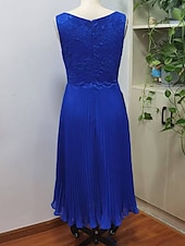 cheap With Jacket-Two Piece Mother of the Bride Dress Wedding Guest Church Elegant &amp; Luxurious Scoop Neck Tea Length Chiffon 3/4 Length Sleeve Short Jacket Dresses with Lace Ruching 2025 free custom size