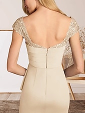 voordelige Vloerlengte-A-Lijn Moeder van de Bruid Jurk Bruiloft Gast Elegante Hartvormige Vloerlengte Chiffon Kap Mouw met Kant Ruching