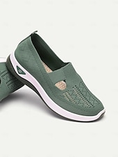 tanie Trampki damskie-Damskie Adidasy Komfortowe buty Na zewnątrz Codzienny Podróże Klin Okrągły palec u nogi Codzienny Wygoda Minimalizm Dzianina Mokasyny Ciemnoszary Czarny Ciemnofioletowy