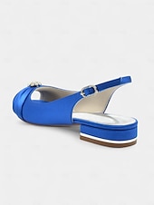 olcso Koktél-női szatén slingback esküvői magassarkúk kristálydíszítéssel - elegáns menyasszonyi slingbackek különleges alkalmakra