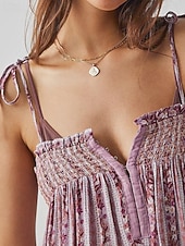 preiswerte Urlaubsoverall-Damen Normal Overall Streetwear Blumen Ärmellos U-Ausschnitt Druck Täglich Wochenende Normale Passform Schwarz Weiß Purpur Sommer