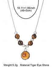 abordables Collier pour femme-Ensemble de colliers et pendentifs en pierre œil de tigre double couche de style bohème pour femmes, matériau en pierre naturelle, adapté aux tenues décontractées, quotidiennes et de fête