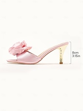 abordables Officiel-Escarpins de mariage à bout ouvert en satin pour femmes avec accents dorés et détails roses - chaussures de mariée élégantes pour les occasions spéciales