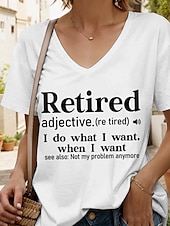 abordables T-shirt Humor &amp; Citations-Femmes Chemisier Graphique Lettre ancien Élégant Classique Manche Courte Col en V Hauts Réguliers Quotidien Sortir Tenue de plage Imprimé Noir Blanche Été Printemps