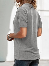 abordables T-shirt uni-Femmes T-shirt Uni Mode Moderne Occasionnel Manche Courte Col de chemise Hauts Réguliers Quotidien Week-end Fermeture éclair Noir Vert Véronèse Rouge Bleu Gris Été