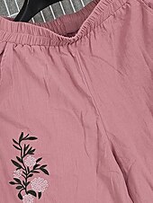 preiswerte weites Bein und hohe Taille-Damen Hose aus Baumwollleinen Stoffhosen Streetwear Boho Volle Länge Natürliche Taille Blume Tasche Elastischer Bund Drucken Bequem Außenbereich Ferien Ausgehen Hellrosa Sommer Normale Passform