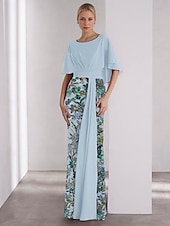 cheap FLORALS-Mermaid / Trumpet Evening Gown Elegant Dress Formal Wedding Floor Length Short Sleeve Boat Neck Sequined with Glitter Embroidery