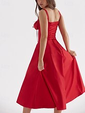 ieftine Rochii de absolvire-Pentru femei Rochii Midi Rochie albă Rochie de absolvire Rochie de petrecere Modă Modern Petrecere Zi de Naștere Serată Fit regulat Simplu Fără manșon În U Negru Alb Roșu-aprins Vară