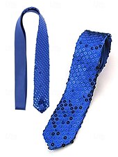 abordables Cravates et nœuds papillon pour hommes-Cravate de soirée à paillettes pour homme – cravate réglable en satin scintillant pour bal, danse, représentation sur scène, discothèque et événements costumés