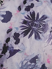 preiswerte Grafische Röcke-Damen Rock Gerade Mode Boho Maxi Mittlere Hüfthöhe Röcke Blumen Druck Mikroelastisch Straße Ausgehen Grau Sommer Polyester