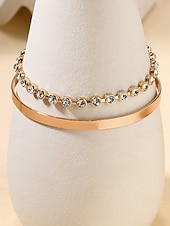 preiswerte Damenarmband-Goldfarbenes Kristallarmband-Set für Damen – elegante Stapelarmreifen für Partys, Verabredungen und den Alltag