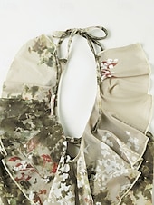 abordables Tops bohèmes-Femmes Chemise Bohème Chemisier Fleur Moderne Boho Sans manches Col Halter Hauts Réguliers Quotidien Fête Sortir Dos nu Imprimé Vert Été