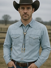 abordables Corbatas y pajaritas para hombres-Collar de bolo con cabeza de toro para hombre: colgante de calavera de vaca occidental con cordón de cuero trenzado, accesorio vintage de estilo vaquero para conciertos de música country, rodeos y uso diario.