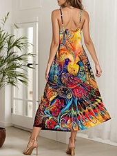cheap Art&amp;Design Dress-Women&#039;s Maxi Dress Sundress A Line Dress Slip Dress Vacation Casual Flowy Beach Regular Fit Floral Graphic Animal Sleeveless V Neck Spaghetti Strap Yellow Red Blue Purple Summer Spring