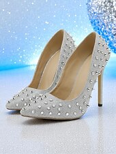 ieftine Petrecere de noapte-tocuri stiletto negre pentru femei cu accesorii cu ținte - tocuri înalte cu vârful ascuțit pentru petreceri în viața de noapte și cluburi