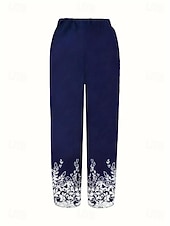 economico Pantaloni Grafici-Per donna Gamba larga Chinos Pantaloni Larghi Shorts da Spiaggia Vacanza Vintage Essenziale Lunghezza alla caviglia Vita Alta Floreale Grafico Stampa Calore Termico Morbido Traspirante Micro-elastico