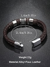 economico Gioielli da uomo-Bracciale da uomo in similpelle intrecciata con chiusura in acciaio inossidabile – cinturino regolabile in stile vintage per abbigliamento casual, quotidiano e come regalo