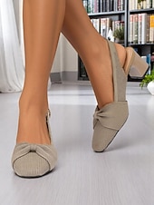 economico décolleté con cinturino-Scarpe con tacco a spillo verdi da donna con dettaglio fiocco – tacchi bassi traspiranti in Flyknit per spostamenti primaverili, ufficio e outfit casual chic
