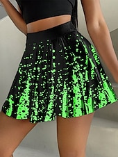 voordelige Grafische rokken-Dames Rok Modieus Casual Mini Hoge taille Rokken Grafisch Geometrisch Abstract Rekbaar Dagelijks Amethist Wit blauw Groen Zomer Polyester