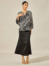 preiswerte Elegante Oberteile-Damen Hemd Bluse Abstrakt Marmor Vintage Mode Lässig Langarm V Ausschnitt Normale Oberteile Arbeit Lässig Ferien Knöpfe Druck Schwarz Frühling &amp; Herbst