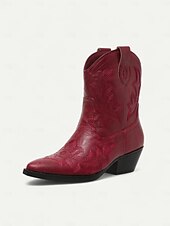 levne Cowboy &amp; Western Boots-Dámské tyrkysové kovbojské boty z umělé kůže, westernové, s vyšívanou špičatou špičkou, do poloviny lýtek, vhodné pro outfity ve venkovském stylu, rodea a venkovní akce.