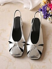 cheap Women&#039;s Flats-Women&#039;s Silver Open Toe Slingback Flats with Crisscross Design - Chic Daily Date Shoes for Modern Women