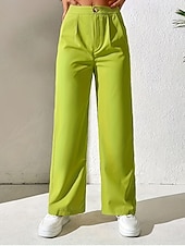 economico gamba larga e vita alta-Per donna Gamba larga Pantaloni Eleganti Pantaloni Elegante Lunghezza intera Naturale Semplice Tasca Comodo All&#039;aperto Confortevole All&#039;aperto Ferie Weekend Verde mela Vinaccia Verde translucido