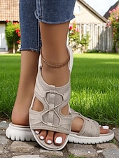 voordelige Slide Sandalen-Flyknit sportsandalen voor dames – lichtgewicht grijze mesh slippers, flexibele zool, perfect voor tuinieren en dagelijkse wandelingen