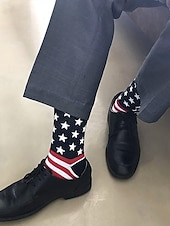 preiswerte Herrenhandschuhe-Herrensocken mit USA-Flagge und Sternenbanner-Design – patriotische Baumwollsocken für den Unabhängigkeitstag, Sport und Freizeit