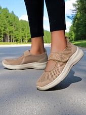 Χαμηλού Κόστους Γυναικεία Sneakers-Γυναικεία αναπνεύσιμα παπούτσια πεζοπορίας από πλέγμα – ελαφριά αθλητικά αθλητικά παπούτσια με velcro για άσκηση σε εξωτερικούς χώρους, ταξίδια και καθημερινή άνεση