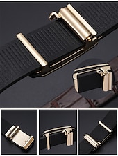 economico Cinture da uomo-Cintura da uomo in vera pelle con fibbia automatica e cricchetto - classico motivo coccodrillo, stile elegante, adatta per matrimoni, affari e occasioni formali