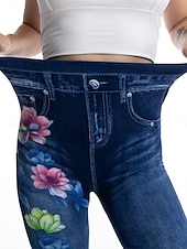 levne Modrá 3D tisk-Dámské legíny capri kalhoty 3D tisk chinos dovolená městská móda příležitostné do délky lýtek vysoký pas květinový tisk pohodlné měkké komfortní elastické venkovní ulice modré letní úzké