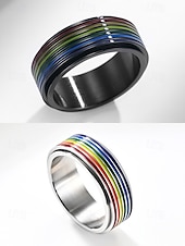 economico Gioielli da uomo-Anello girevole arcobaleno LGBT da uomo - anello in acciaio inossidabile con design twist, accessorio alla moda per festival, abbigliamento quotidiano e celebrazioni LGBTQ+