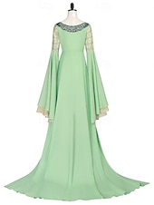 abordables Vestido-Vestido medieval renacentista, disfraz elegante de elfo, elfo Arwen, vestido elegante para mujer, fantasía, Halloween, fiesta, actuación, adulto, vestido, corona, tocado