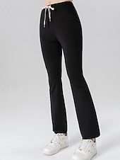 abordables Pantalon de survêtement pour femme-Femmes Taille EU / US Pantalon à pattes d&#039;éléphant Décontracté Quotidien Confort Longueur complète Taille Moyenne Couleur Unie Doux Confortable Micro-Élastique Yoga Sports Frêne Noir 1 # Printemps