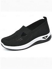 tanie Trampki damskie-Damskie Adidasy Komfortowe buty Na zewnątrz Codzienny Podróże Klin Okrągły palec u nogi Codzienny Wygoda Minimalizm Dzianina Mokasyny Ciemnoszary Czarny Ciemnofioletowy