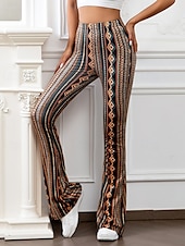 cheap Wide Leg &amp; High Waisted-Women&#039;s Bell Bottom Slacks Fashion Boho Full Length Natural Flower Elastic Waist Printing Outdoor Comfortable Holiday Going out Magenta Orange red Black Pink Summer Regular Fit