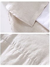 preiswerte Freizeitanzüge-Herrenhemd Leinenhemd klassisch lässig Strandhemd Standard Fit Langarm Revers einfarbig Baumwolle Leinen weiß beige grau