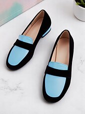 cheap Women's Slip-Ons &amp; Loafers-Women's Two-Tone Loafers – Blue and Black Slip-On Flats for Office Commute, Smart Casual and Daily Wear