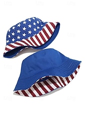 preiswerte Hüte für Damen-Fischerhut für Damen mit amerikanischem Flaggen-Aufdruck – wendbarer patriotischer Sommerhut mit Sternen- und Streifen-Design, perfekt für den Unabhängigkeitstag, den 4. Juli, Feiertage und Veranstaltungen im Freien