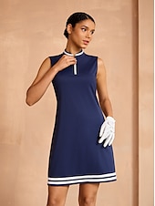 cheap Golf Dresses-Women&#039;s Golf Dress Navy Blue Sleeveless Dress Ladies Golf Attire Clothes Outfits Wear Apparel