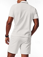 olcso Vakáció-Férfi Pólóingek Quarter Zip Polo Szabadtéri Hétköznapi viselet Hajtóka Rövid ujjú Divat Hawaii Sima 2 db Nyár Normál Fekete Fehér Sötétkék Királykék Lóhere Khakizöld Pólóingek