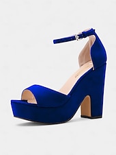 cheap Nightlife Party-Women&#039;s Nude Suede Platform Block Heel Sandals - Chunky Ankle Strap Heels for Nightlife Parties and Club Outfits
