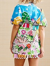 cheap Sets-Women&#039;s Fashion Streetwear Cotton Linen Sets Shorts Sets Short Sleeve Shirt Collar Floral Print Daily Wear Date Blue Summer Regular Fit