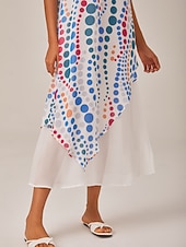 abordables Robes décontractées-robe longue fluide en mousseline à pois colorés superposés
