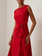 abordables Robes moulantes de soirée-Femmes Robe Midi Robe de Bal Robe de Soirée Mode Soirée Date Coupe régulière Uni Sans manches Col ras du cou Rouge Violet Bleu clair Été