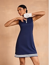 cheap Golf Dresses-Women&#039;s Golf Dress Navy Blue Sleeveless Dress Ladies Golf Attire Clothes Outfits Wear Apparel