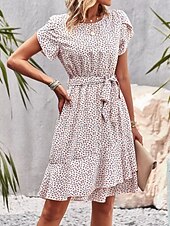 ieftine Rochii Boho-Pentru femei Rochie Mini Rochie florala Rochie Boho Rochie imprimata Modă Clasic Modern Vacanță Concediu Ieșire Fit regulat Floare Manșon scurt Stil Nautic Roșu-aprins Albastru piscină Maro Trifoi