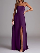 economico Abiti da damigella-Abito da damigella a trapezio, scollo a V, maniche lunghe, elegante, strascico a ruota in chiffon con pieghe e volant 2025